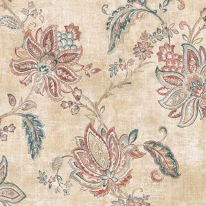 Seabrook Designs OF30006 Olde Francais Red and Blue Toulouse Floral Wallpaper